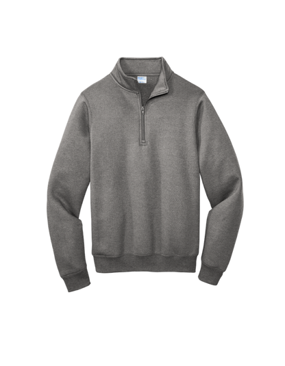 Custom Port & Company core fleece quarter-zip in Graphite Heather