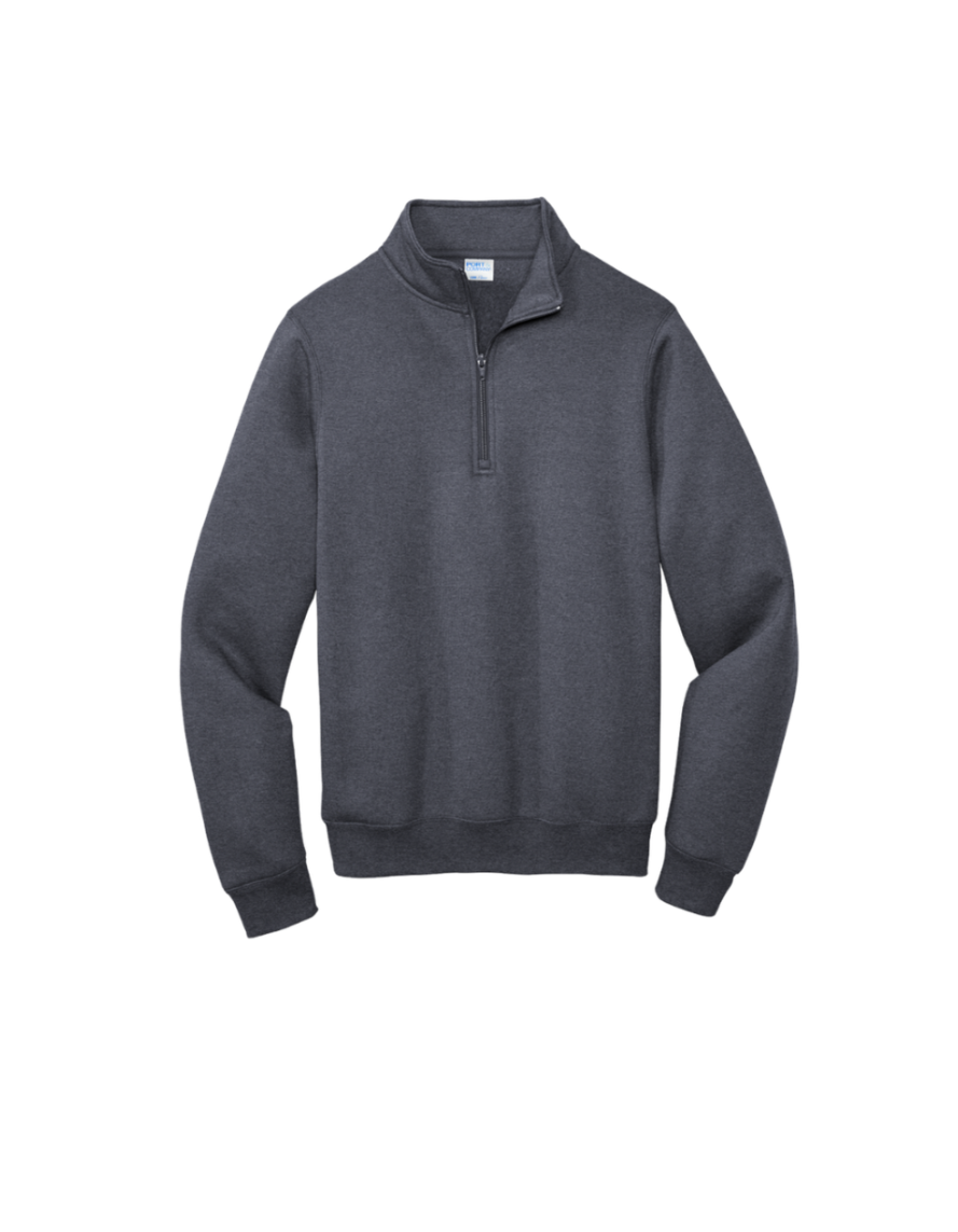 Custom Port & Company core fleece quarter-zip in Heather Navy