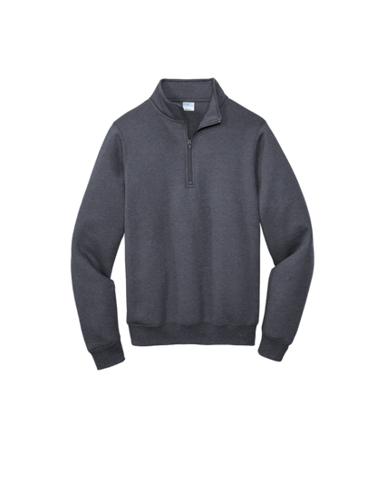 Custom Port & Company core fleece quarter-zip in Heather Navy