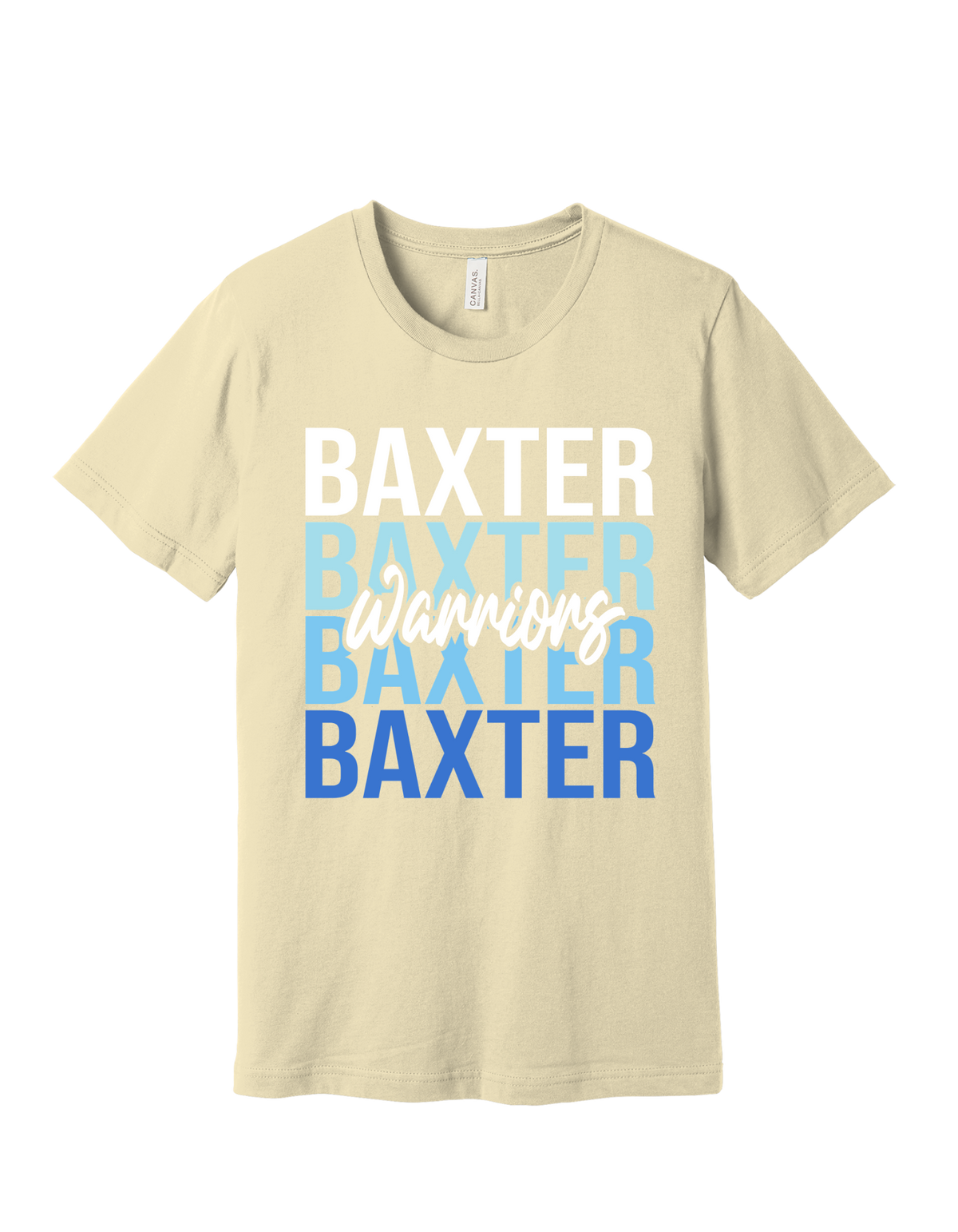 Baxter Warriors stacked design on Sand T-shirt