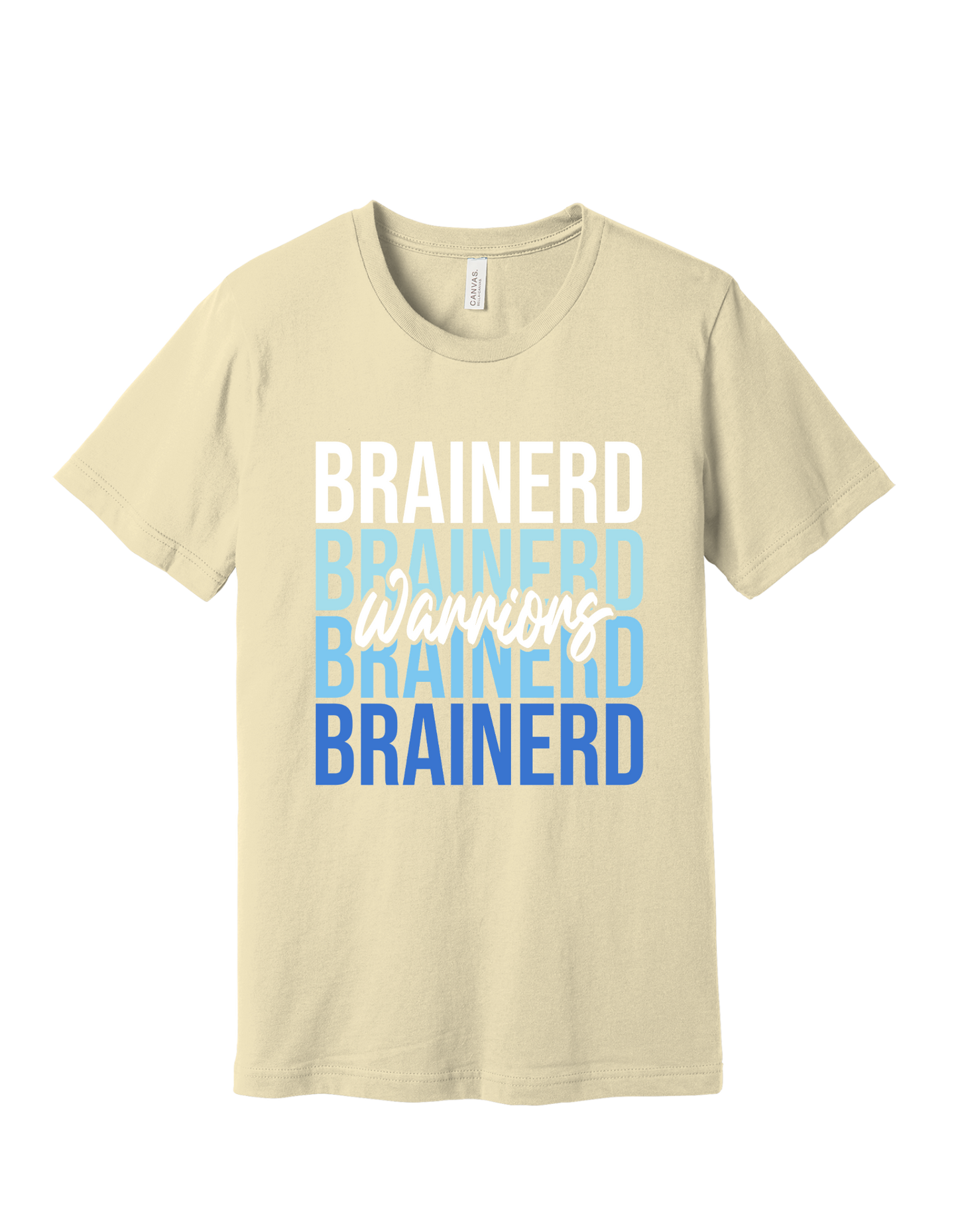 Brainerd Warriors stacked design on Sand T-shirt