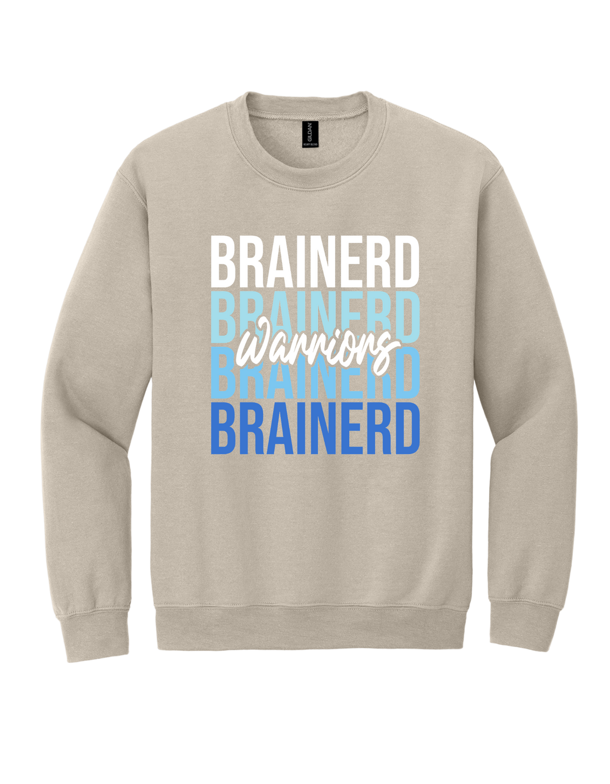Brainerd Warriors stacked design on Tan T-shirt