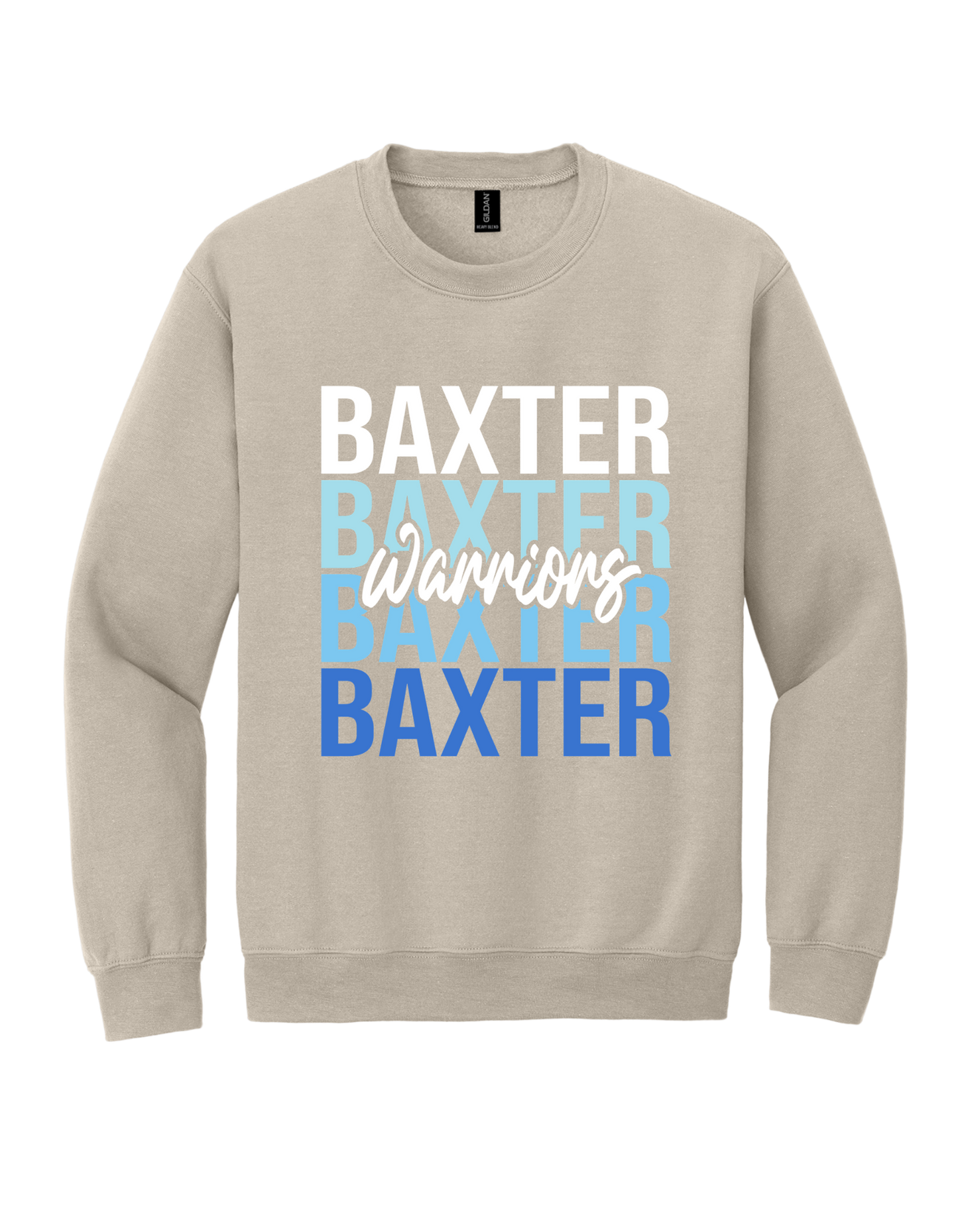 Baxter Warriors stacked design on Tan T-shirt