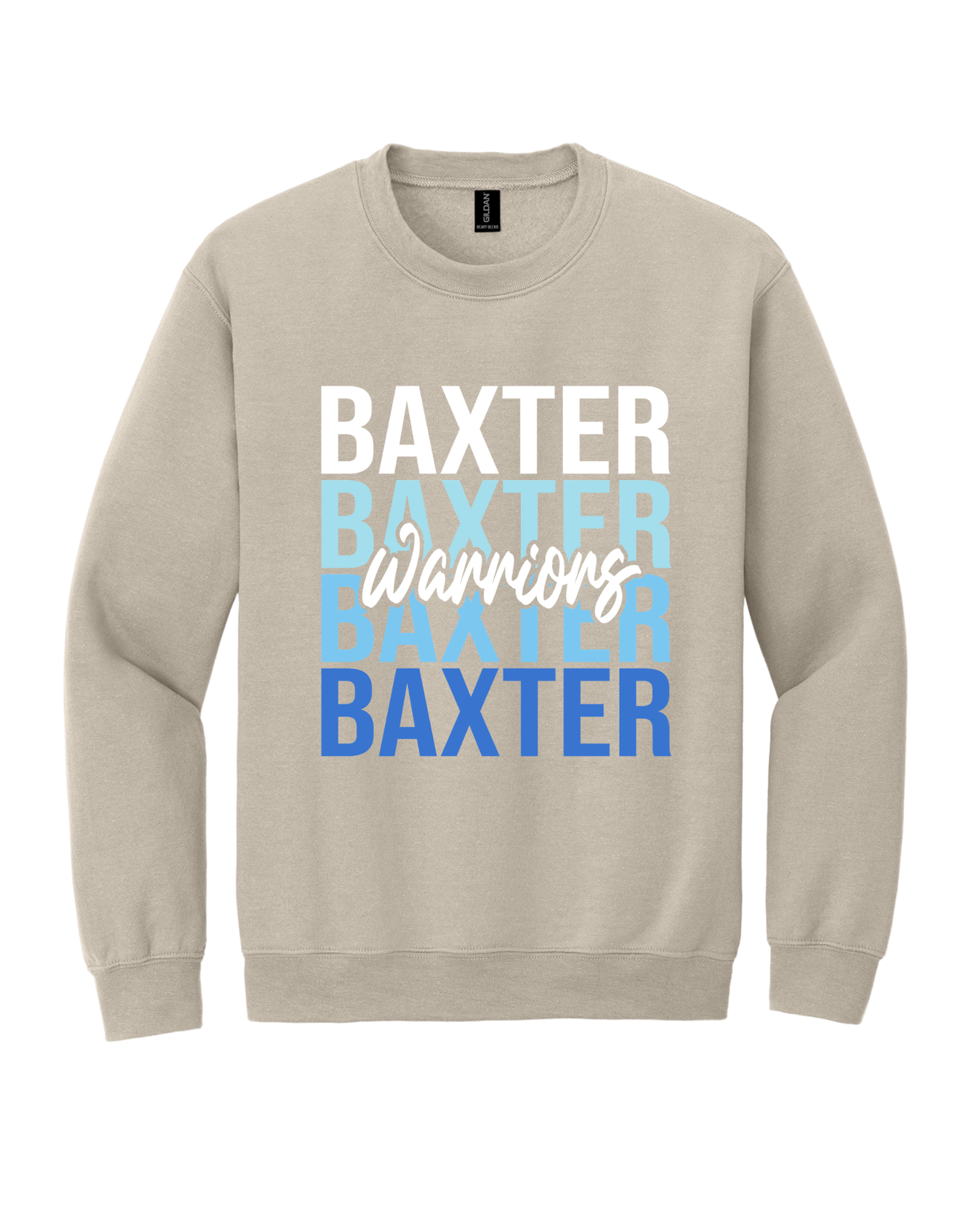 Baxter Warriors stacked design on Tan T-shirt