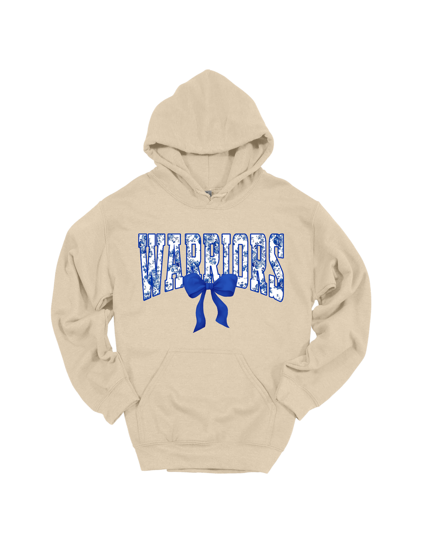 Warriors floral school spirit design on Tan hoodie