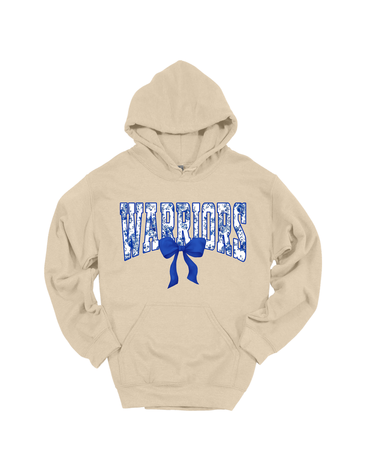 Warriors floral school spirit design on Tan hoodie
